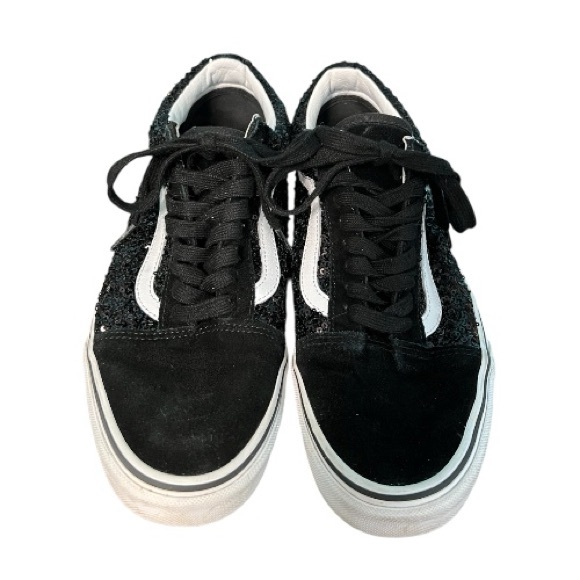 Vans Old Skool Sequins Black and White Tennis Shoes Size 10 - Picture 2 of 16